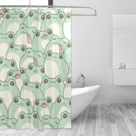 Burbuja Shower Curtain for Bathroom, Cute Frogs Waterproof Washable Shower Bath Curtain for Home Hotels with 12 Hooks, 60x72 in