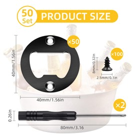 Ohiyoo 50 Set Bottle Opener Insert DIY Bottle Opener Hardware Stainless Steel Metal Bottle Opener Kit Bronze Beer Opener Bottle Opener Insert for Wood (Black, 50 Set)