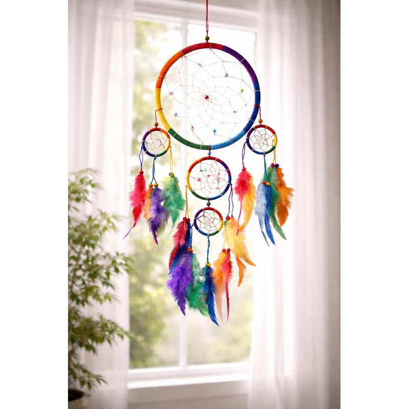 OMA Dream Catcher - Hand Made Traditional Multi Color Chakra