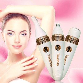TouchUp Women's Painless Hair Remover Trimmer - Multi Purpose 3 in 1 - Face Eyebrows Nose Body - Rechargeable - Electric Razor