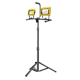Feit Electric 60W Portable LED Work Lights with Telescoping Tripod Stand, Adjustable Dual-Head ProSeries, Plug in, 6000 Lumens, Ultra Bright Flood IP65 Waterproof - WORK6000XLTPPLUG