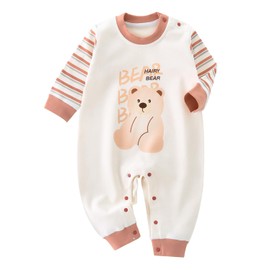 JiAmy Baby Boys Girls Romper Clothes Set, Cotton Long Sleeve Cartoon One Piece Outfits Bodysuits Jumpsuit Rompers Brown 6-9 Months