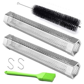 Pellet Smoker Tube, 2 Pack 12'' Stainless Steel BBQ Wood Pellet Tube Smoker, for Cold/Hot Smoking