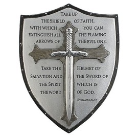 Decorative Armor of God Ephesians 6:16-17 6.5 inch Resin Stone Decorative Hanging Wall Plaque