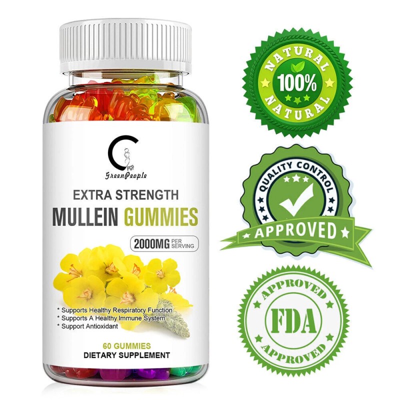 3x Mullein Leaf Gummies 2000mg For Lung Cleanse Detox Herbal