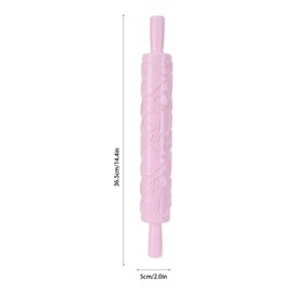 TOPINCN Rodillo de amasar Fondant Plástico en Relieve Rodillo para Hornear DIY Herramientas para Hornear para Galletas Galletas Pastelería Decoración de Pasteles Utensilios de Cocina(Rosa)