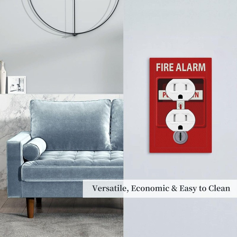WMHUSU Decorative Outlet Covers Red Fire Alarm Print Novelty 1