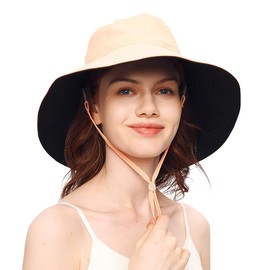 Sun Hats for Men Women UPF 50+ Wide Brim Fishing Hat UV Protection Ponytail Beach Gardening Hat SLH3M430D, Black&orange, One Size