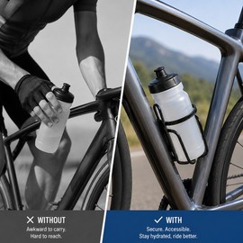 Bike Bottle Holder for Road and Mountain Bikes - Lightweight Aluminum Alloy with 7-Point Stable Support and Bottle Protection Spacer