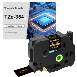 1 Pack Esaytool Replacement for TZe-354 TZe354 TZ354 24mm 0.94inch Gold on Black Laminated Tape Compatible with P-Touch PT-D600 P750W P700 E500 PT-P710BT Label Marker