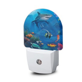 Tropical Shark Turtle Fish Night Light, Underwater World Night Light Plug into Wall with Dusk to Dawn Sensor, LED Lamp Energy Saving Lights for Men Women Boys Girls,Lamp for Bedroom Bathroom Hallway