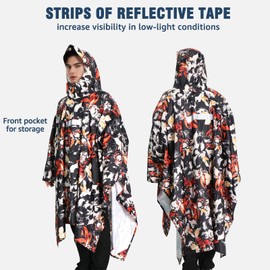 ANYOO Waterproof Rain Poncho for Adults Lightweight Raincoat for Men Women Jacket Coat Hooded for Hiking Outdoor Activities