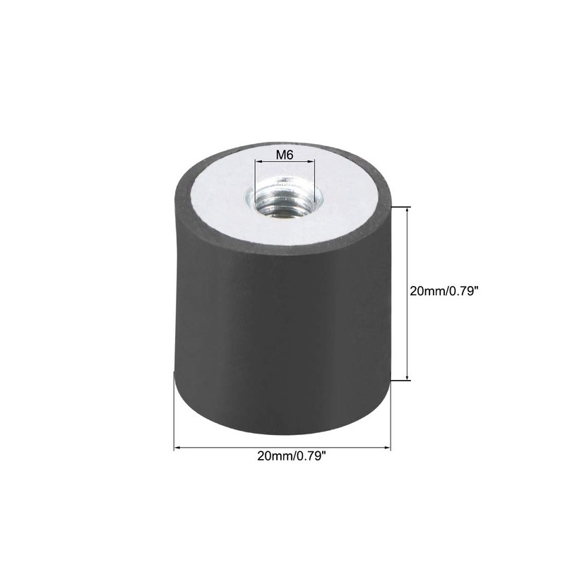 uxcell 20 x 20mm M6 Thread Female Rubber Mounts,Vibration Isolators,Replaces