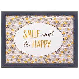 The Magic Toy Shop Wooden Lap Trays with Bean Bag Cushion - Large Padded Lap Tray with Cushion for Kids Adults - Food Trays for Lap Laptop Tray Food TV Tray (Smile And Be Happy)