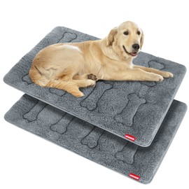 Dog Bed Crate Mat(42" X 28") 2 Pack, Soft Plush Dog Bed Pad Machine Washable Crate Pad, Grey
