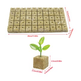 WANYI Rockwool Cultivation, Rockwool Cube, Rock Wool Insulation, Rock Wool Growing Propagation Mat with Scissors, Gloves for Bottomless Growing, Hydroponics, Transplanting, Pack of 50