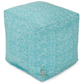 Majestic Home Goods South West Indoor / Outdoor Bean Bag Ottoman Pouf Cube, 17" L x 17" W x 17" H, Teal