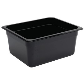 Vogue Polycarbonate 1/2 Gastronorm Container 150 mm Deep, Black, Capacity: 8.8 Litre, 1/2 GN Plastic Gastronorm Tray, Stackable - Fridge, Freezer & Dishwasher Safe - Lid Sold Separately, U460