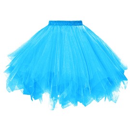 Dressever Women's Tulle Skirt 50s Rockabilly Petticoat Retro Tutu Ballet Cosplay Prom Evening Dresses Occasion, blue