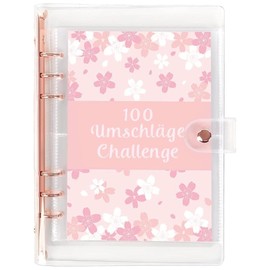 100 Envelope Saving Challenge,Budget Planner Deutsch,A5 Haushaltsplaner Mit Umschlägen,Sparchallenge Budgetplaner Für Geld Challenge, Sparbuch Für Budget Binde r,Ringbuch A5 Rosa(Rosa,Size:9*6.7inch)