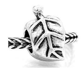 Sexy Sparkles Leaf Bead Charm Spacer Bead Stopper for European Bracelets
