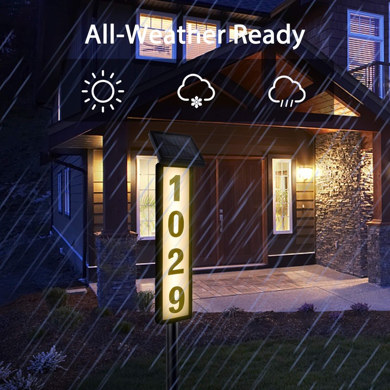 ATDAWN Solar Lighted House Address Numbers Sign, Solar Powered House