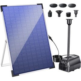 Solar Water Pump Outdoor, 30W Solar Fountain Pump with 450GPH Flow 16.5FT Cable, Solar Pond Pump Kits for Pond, Garden Water Features, Waterfall, Fish Tank, Pool, Birdbath(No Battery Backup)