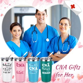 Gtmileo 4-Pcs CNA Gifts, CNA Week Gifts Bulk 2025 for Nursing Student, 20 Oz Stainless Steel Insulated Tumblers, Certified Nursing Assistant for Coworker Women Men, Nursing Assistant Tumbler with Lid