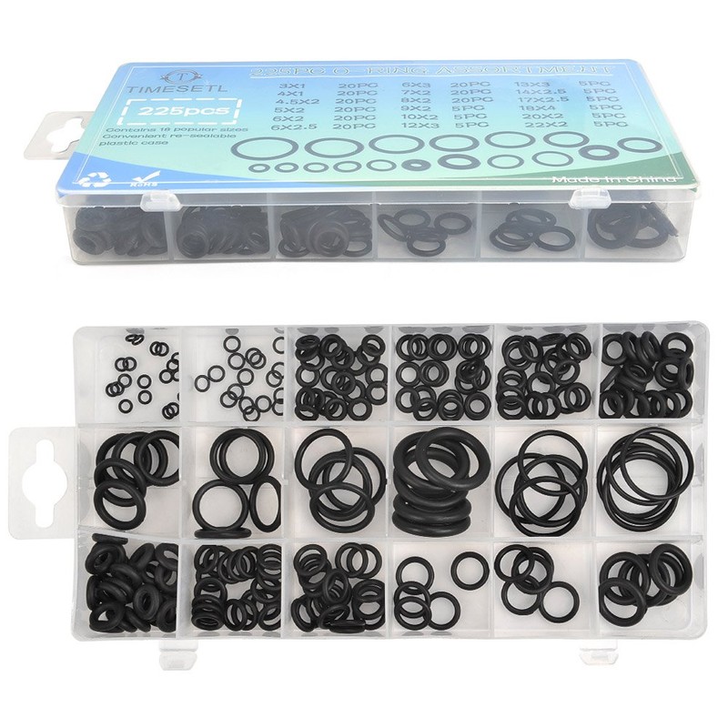 TIMESETL 225 Pieces Sealing Rings Set O Rings Assortment, NBR