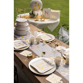 SANTEX 6159-50 Pack of 20 Small Napkins 50 Years Metallic Gold