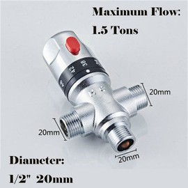 Thermostatic Mixing Valve, 1Ton / 1.5Tons Water Temperature Control Valve Pipe Basin Thermostat Control for Shower System