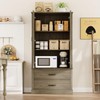 IDEALHOUSE Kitchen Pantry Storage Cabinet with Barn Doors, Drawer, and