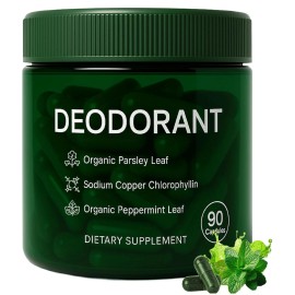 hanachi Body Deodorizing Supplement - Mint, Parsley & Chlorophyll Capsules for Body Odor