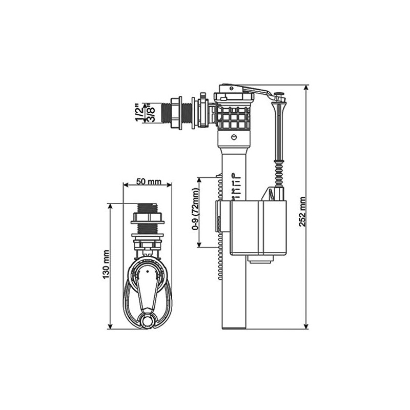 KKPol Universal Toilet Valve Replacement, Globe Valve, Brass, 1/2" or