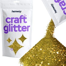Hemway Craft Glitter - Chunky Knit Fine Glitter Mix in Various Sizes for Crafts Tumbler Resin Painting Decorations, Cosmetics for Nails - Gold - 100 g / 3.5 oz