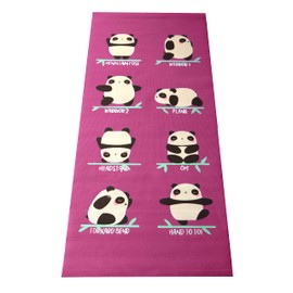 Bean Products 60”x24” Non Slip Yoga Mat for Exercise - 3mm Thick Comfortable Workout Floor Mat for Adults - Eco Friendly Foldable Yoga Mat for Yoga, Pilates, Gym and Stretching, Raspberry Panda