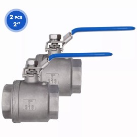 VAV 2P VAV 2 " Ball Valve Full Port, 316 Stainless Steel, 1000 WOG for Water 2 Pack