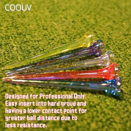 COOUV Golf Ball Tees Pegs Crystal Plastic Refective Lights of 10 Packs Random Colors (72mm, 10 PCS)