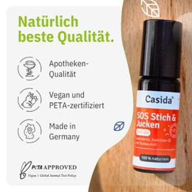Casida Stich & Jucken Roll-on -Kosmetikum zur Beruhigung von gereizter Haut und Juckreiz, z.B. bei Mückenstichen, Insektenstichen -kühlend -mit naturreinen ätherischen Ölen, 100% pflanzlich-10 ml