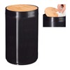 Relaxdays Cosmetic Bin, Bamboo Swing Lid, Modern Bathroom Bin, Plastic,