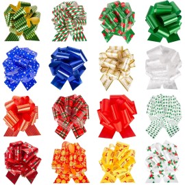 TOXOY 32PCS Christmas Pull Bows, Gift Ribbon Pull Bows Gift Wrap Pull Bows 5 Inch