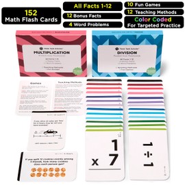 Think Tank Scholar Multiplication and Division Flash Cards (300 Facts), Award Winning, Math Facts 1-12 Flashcards Set - Kids Ages 8+ 3rd, 4th, 5th, 6th Grade - 6 Teaching Methods, 5 Games for Learning