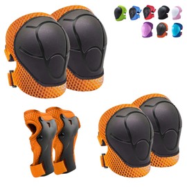 CKE Children's Knee Pads for Children Elbow Pads Protective Devices for Boys Girls 3-8 Years Old Children's Protective Equipment Set for Skating Cycling Bicycle Orange
