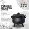 Soul Sticks Reusable 6" Cast Iron Cauldron with Lid and