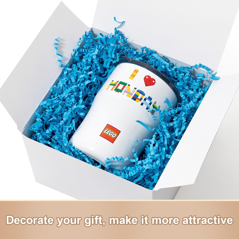 Wowxyz 1 LB Crinkle Cut Paper Shred Lake Blue Crinkle