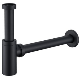 kelleria Universal Siphon for Sink and Washbasin, Odour Trap with Cleaning Opening, Premium Design Siphon, Drain Fitting, Perfect Fit, 1 1/4 Inch, Matte Black
