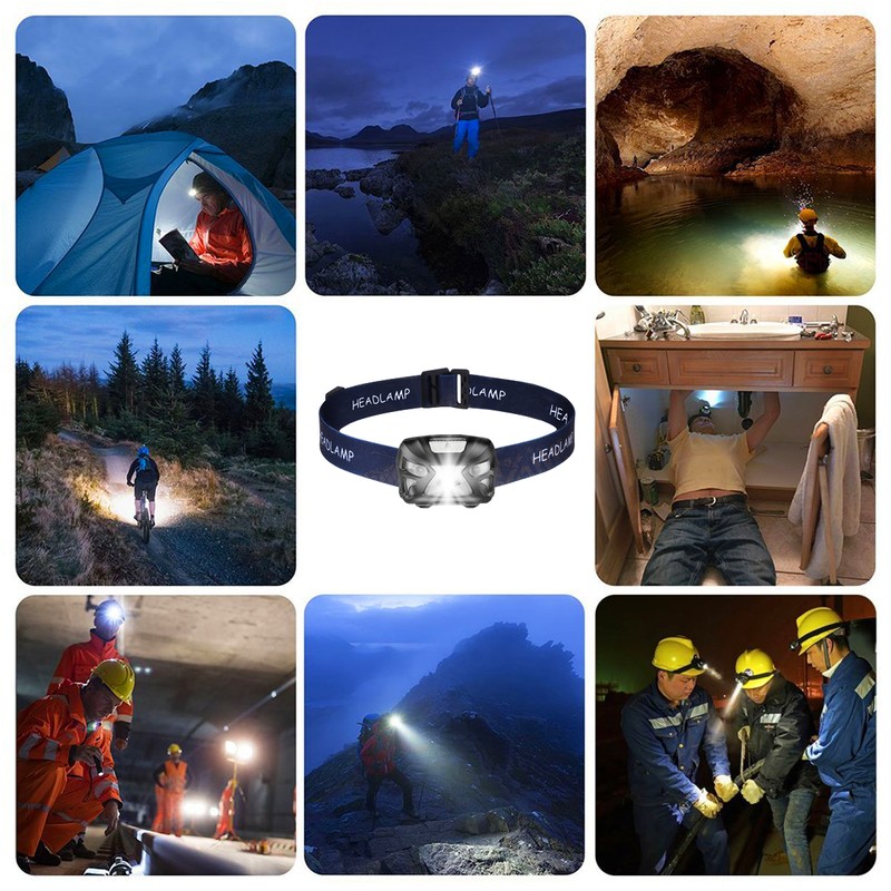 LED Head Torch, USB Rechargeable LED Headlamp Headlight, Waterproof, IR