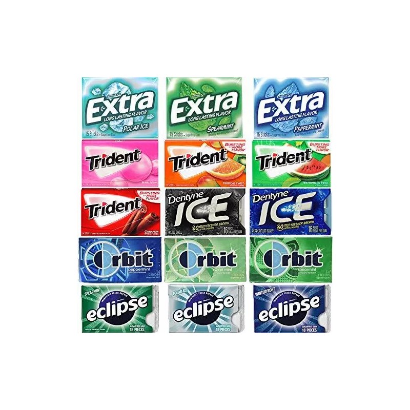Blunon Sugar Free Gum Variety Pack Chewing Gum Including Trident,