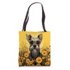Cute Miniature Schnauzer Vintage Glasses Rustic Sunflower Tote Bag