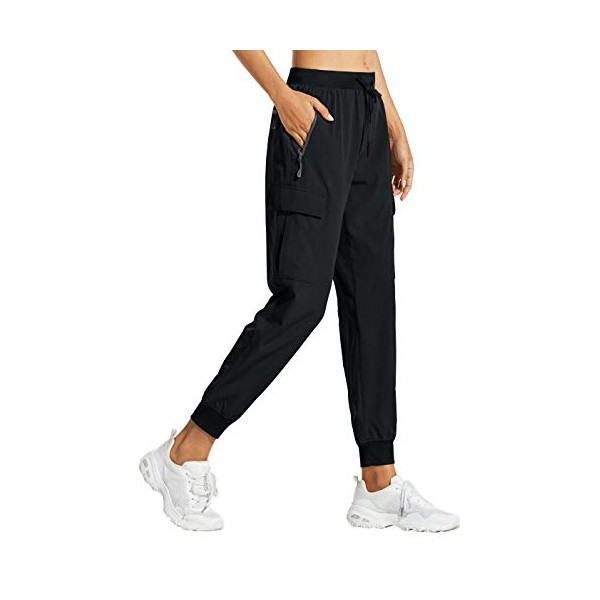 Libin Women's Cargo Joggers Lightweight Quick Dry Hiking Pants Athletic Workout Lounge Casual Outdoor, Black XL